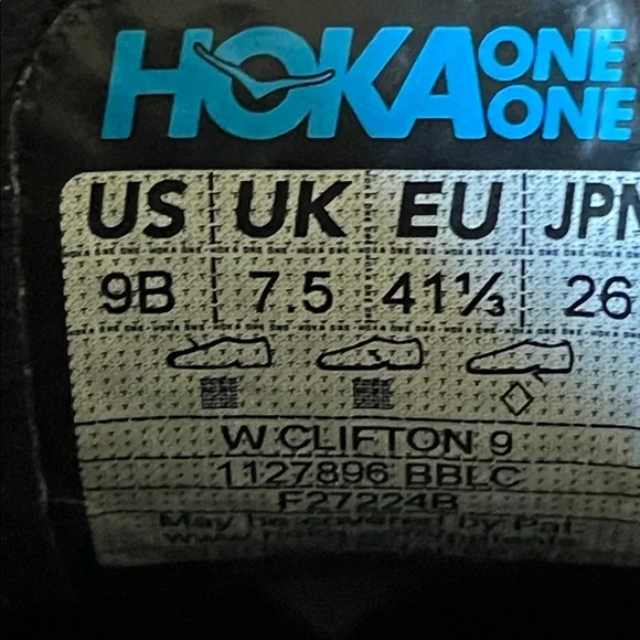 Like NEW! HOKA CLIFTON 9 SNEAKERS - Picture 10 of 10